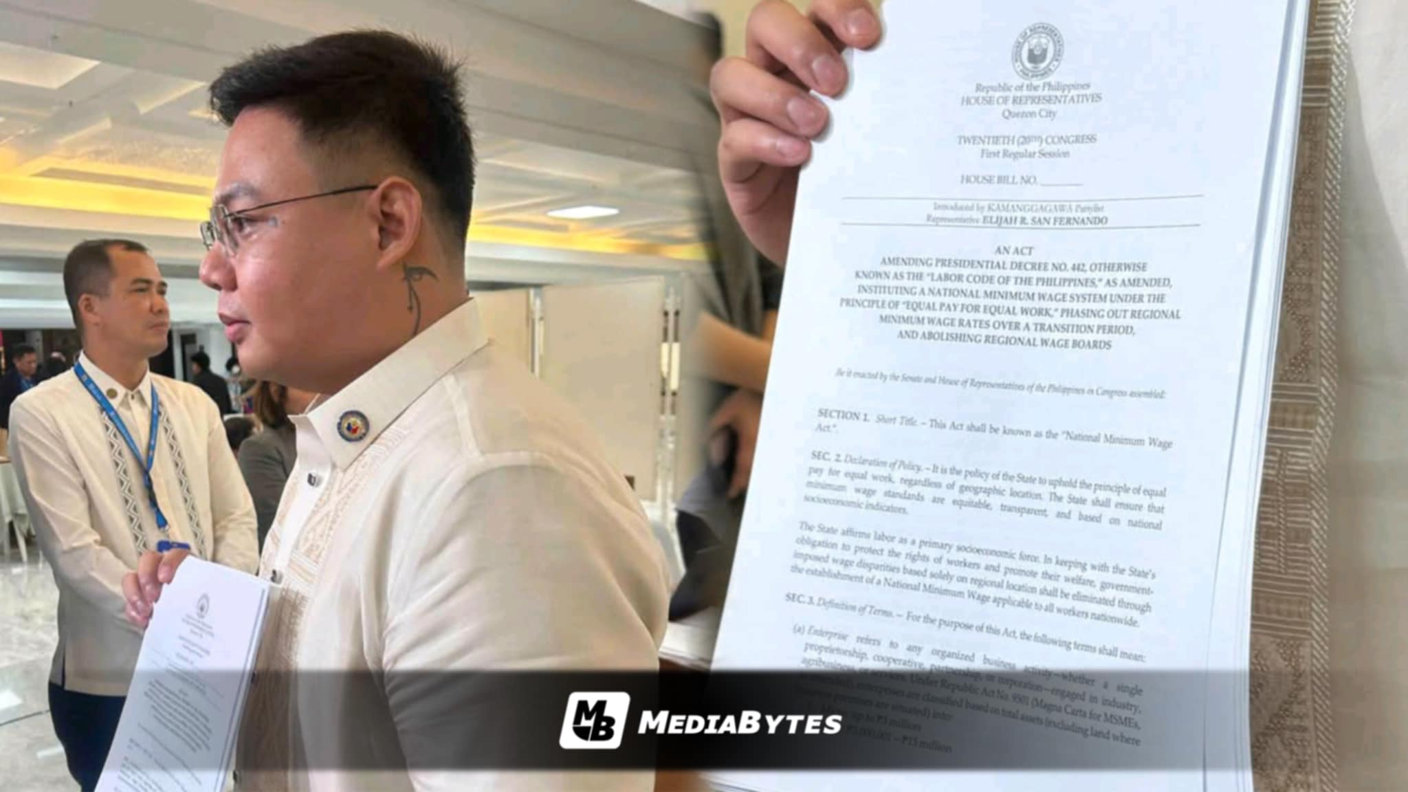 KAMANGGAGAWA PARTYLIST FILES BILL TO ABOLISH PROVINCIAL WAGE RATE ON FIRST DAY IN OFFICE