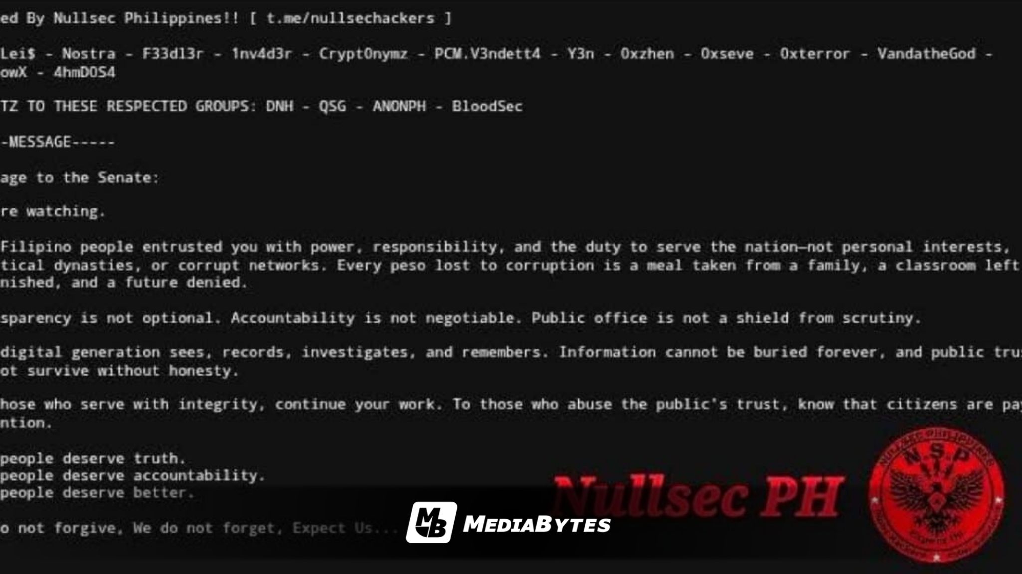 SENATE WEBSITE UNDER MAINTENANCE AFTER DATA BREACH DEFACEMENT